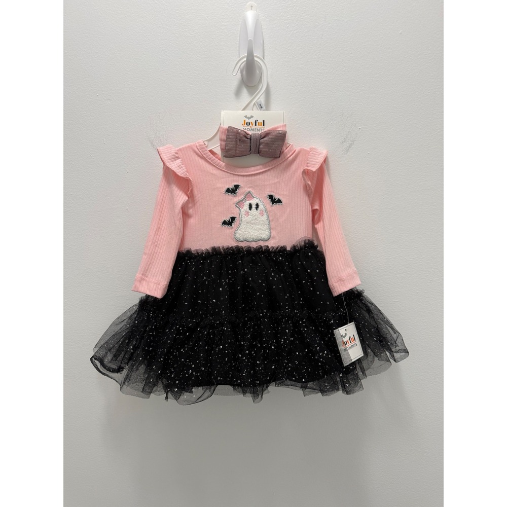 Joyful Moments Baby Girl 6M Pink Ghost Tutu Dress & Headband Set Halloween NWT
